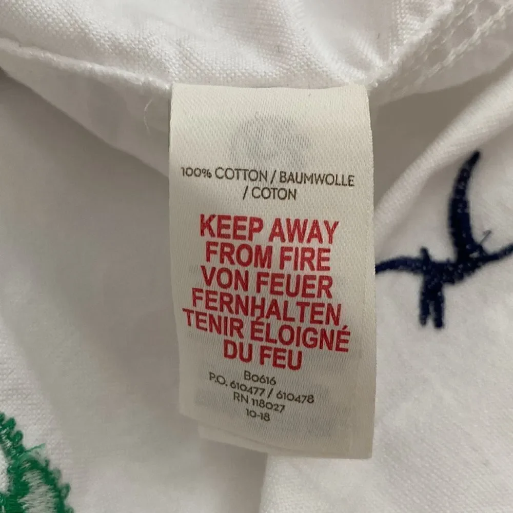 Mini Boden White Button Down Embroidered Dinosaur Shirt